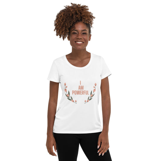 I Am Powerful All-Over Print Women's Athletic T-shirt