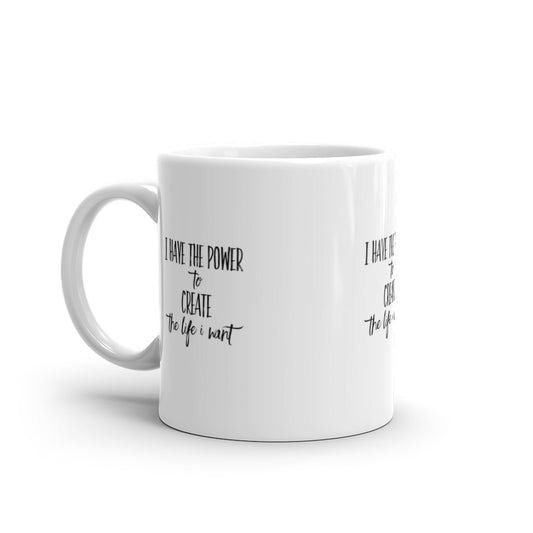 Power to Create White glossy mug