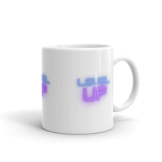 Level Up White glossy mug