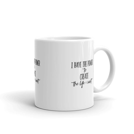 Power to Create White glossy mug