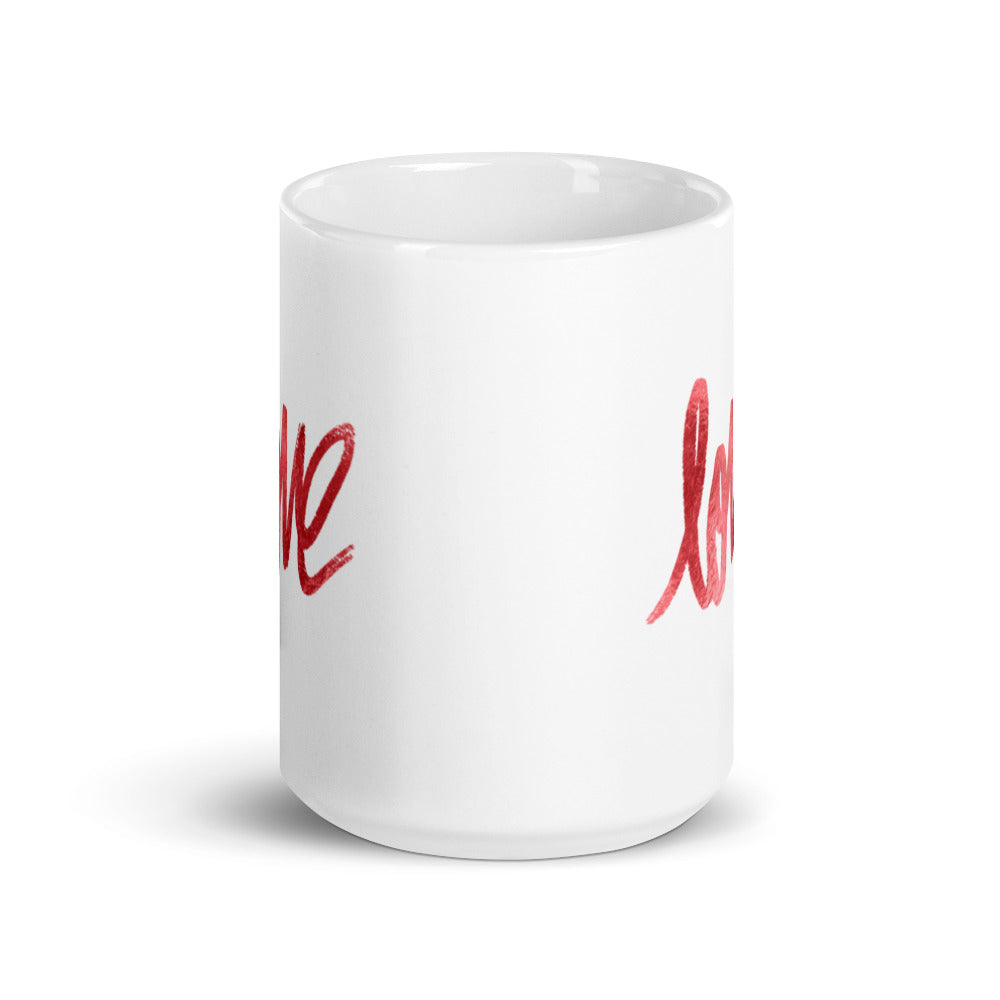 Love White glossy mug