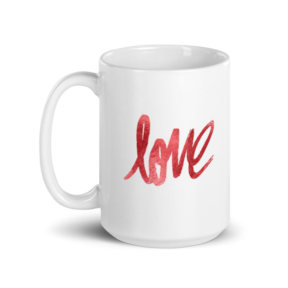 Love White glossy mug