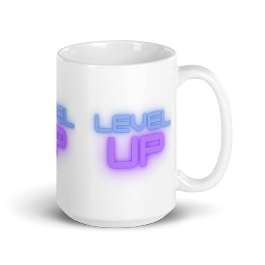 Level Up White glossy mug