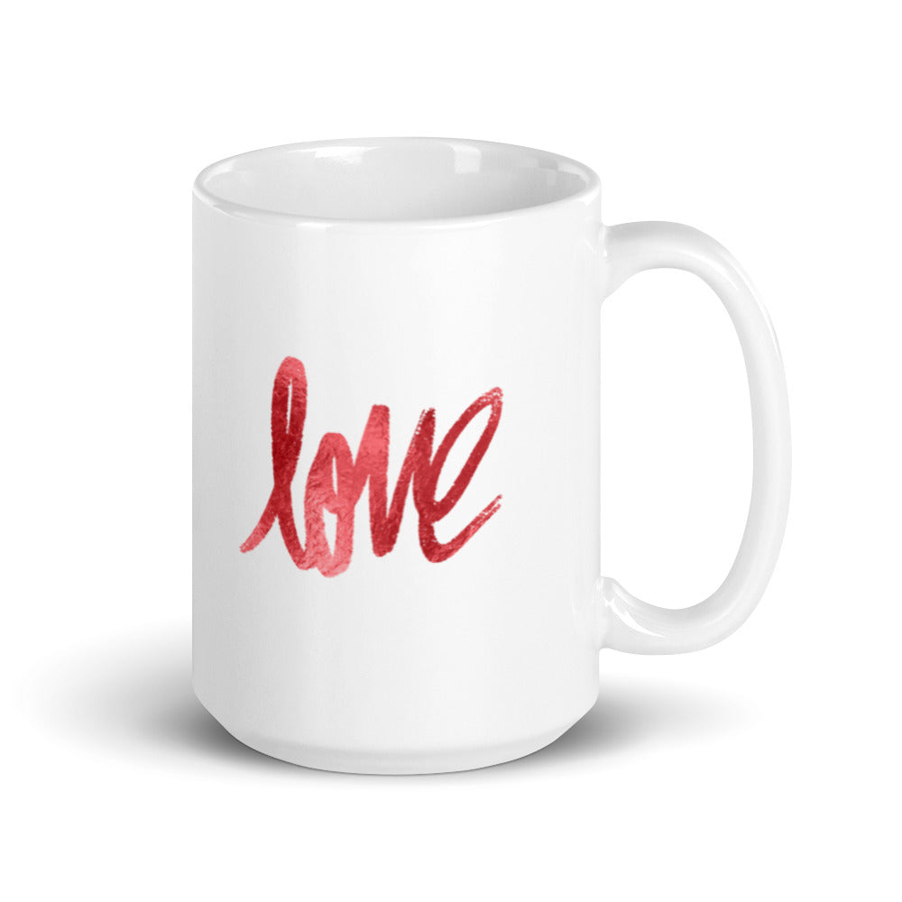 Love White glossy mug